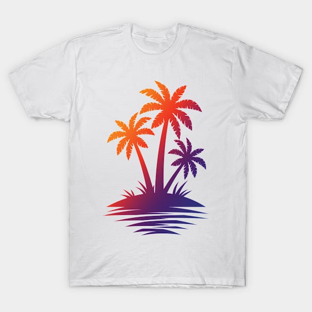 Awesome Summer Island Beach Palm Trees - Summer Vacation Holiday Gift For Men, Women & Kids T-Shirt by Art Like Wow Designs